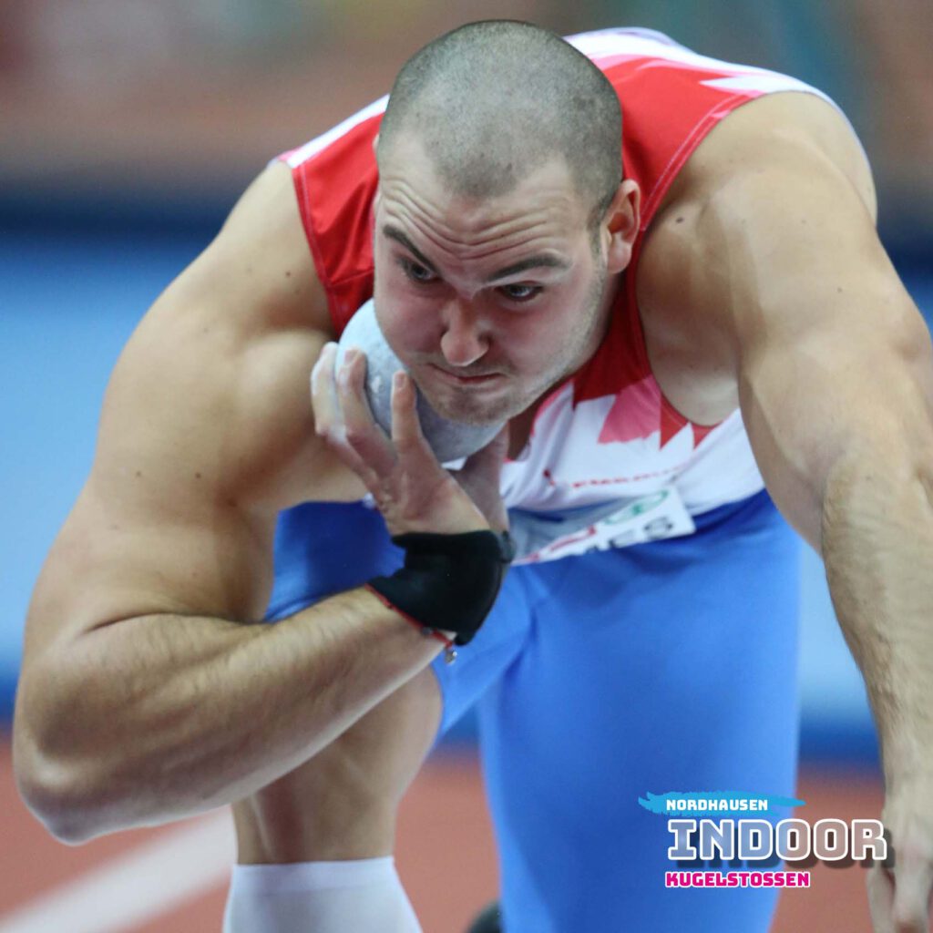 IAAF Leichtathletik Hallen EM in Prag 2015: 22-Meter-Mann Bob Bertemes (Luxemburg) bei der Qualifikation